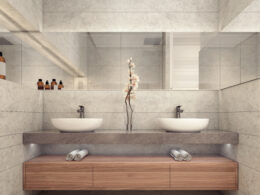 bano madera y piedra