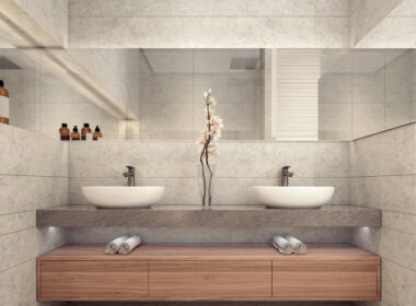 bano madera y piedra